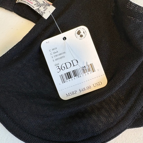 Intimately Free People Black Sheer Mesh Underwire Bra Womens 36DD NEW - Picture 2 of 5